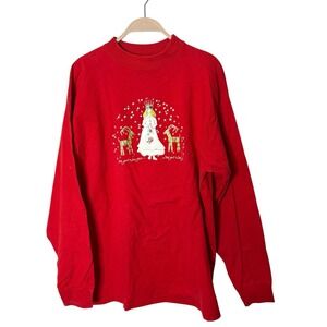 Vintage Christmas long sleeve mock neck angel god angel red Jesus XL